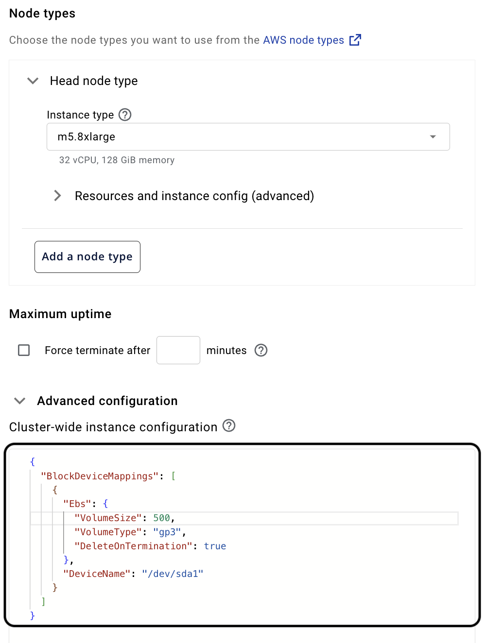 AWS 500 GB Example