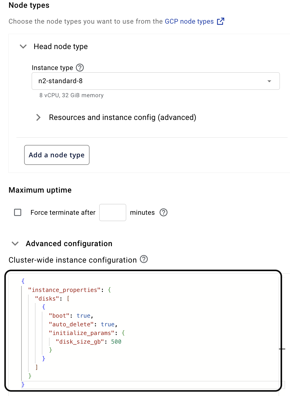 GCP 500 GB Example