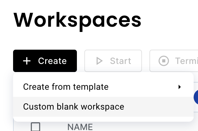 create blank workspace
