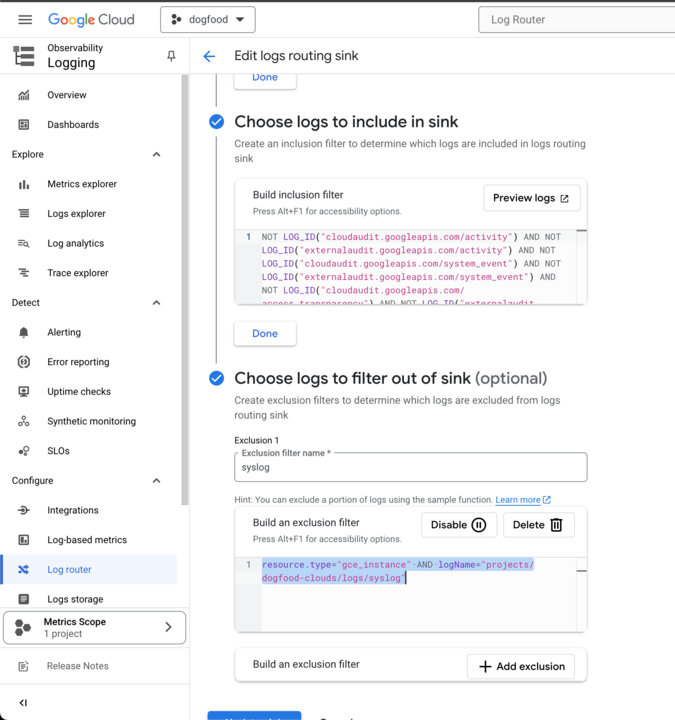 GCP Log Router