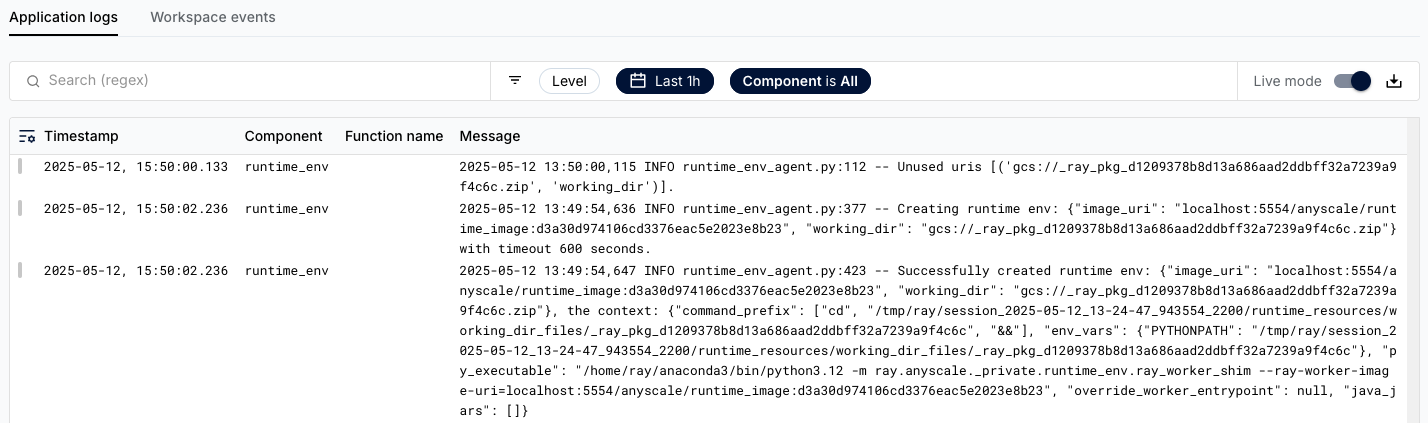 Application logs