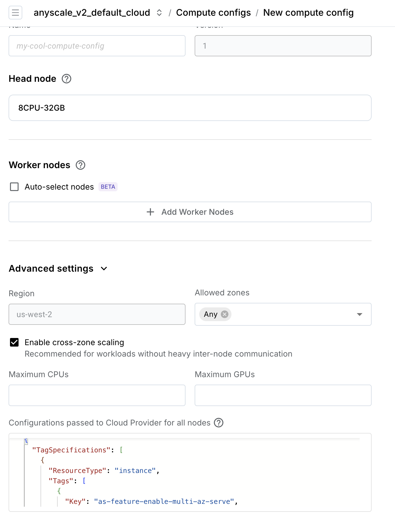 Multi-zone services config