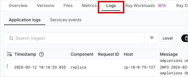 Services logs without log query