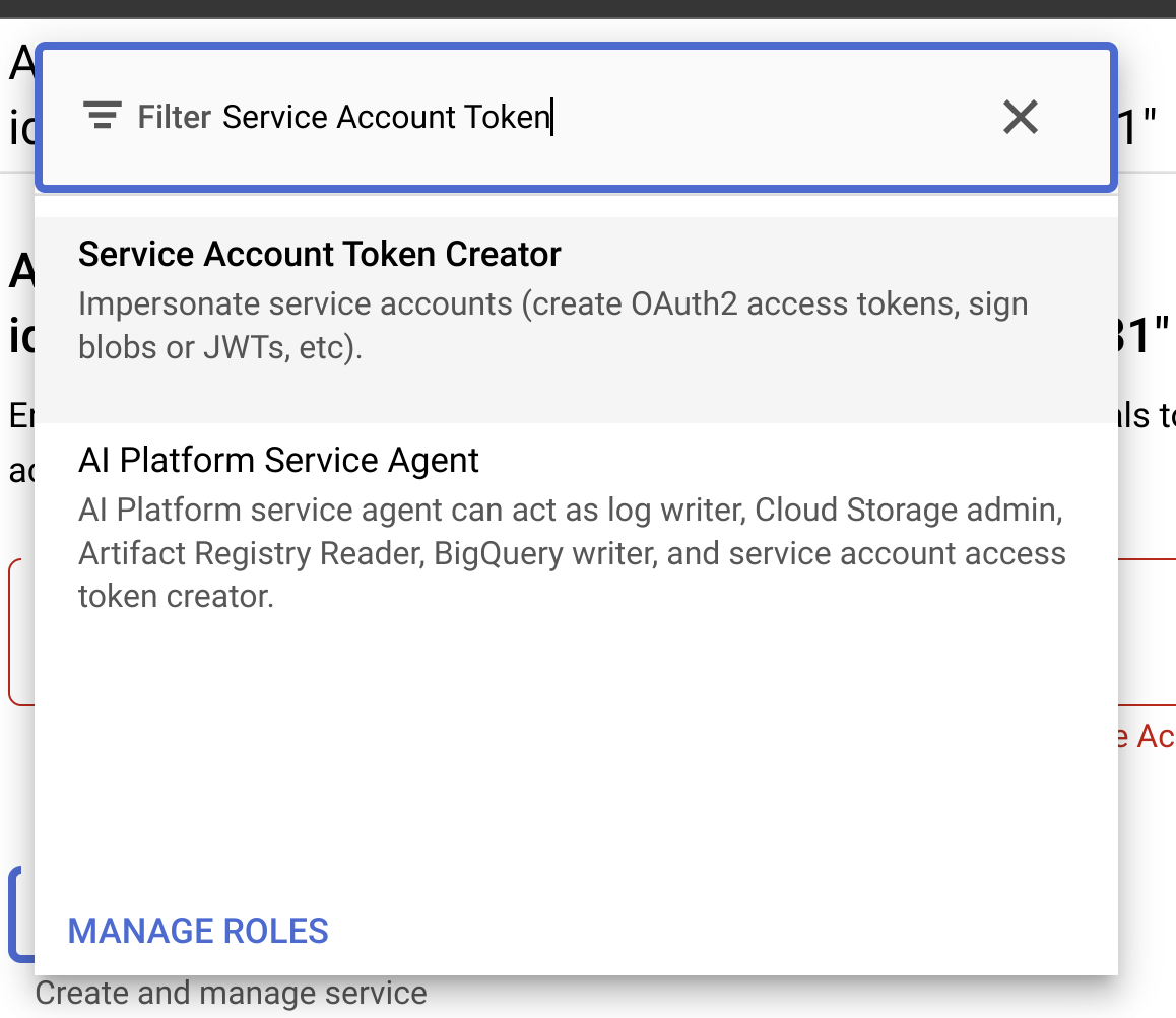 Add Service Account Token Creator Role